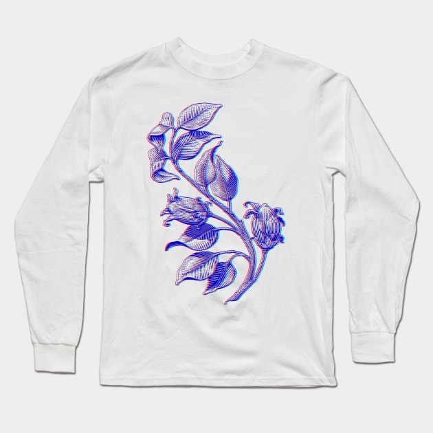 Vintage Floral 3D Style Illustration Long Sleeve T-Shirt by DankFutura